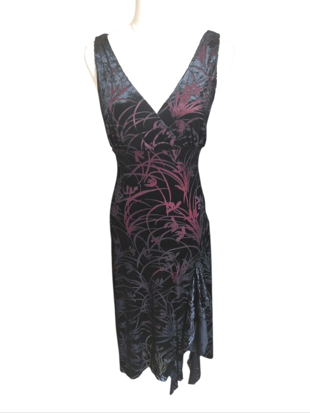 Heart Moon Star Vintage Black & Red Whimsigoth V-Neck Dress